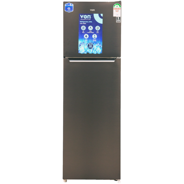 Von 255L Double Door Fridge Silver VART-37NMS