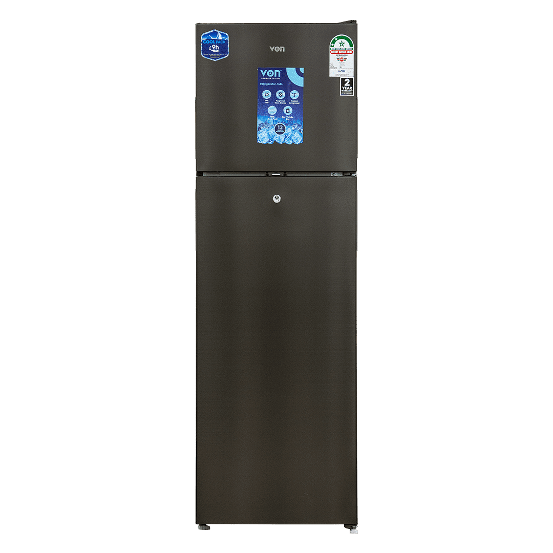 VCBNMM.webp Von 168L Double Door Fridge - Silver VART-25DMS - Image 1